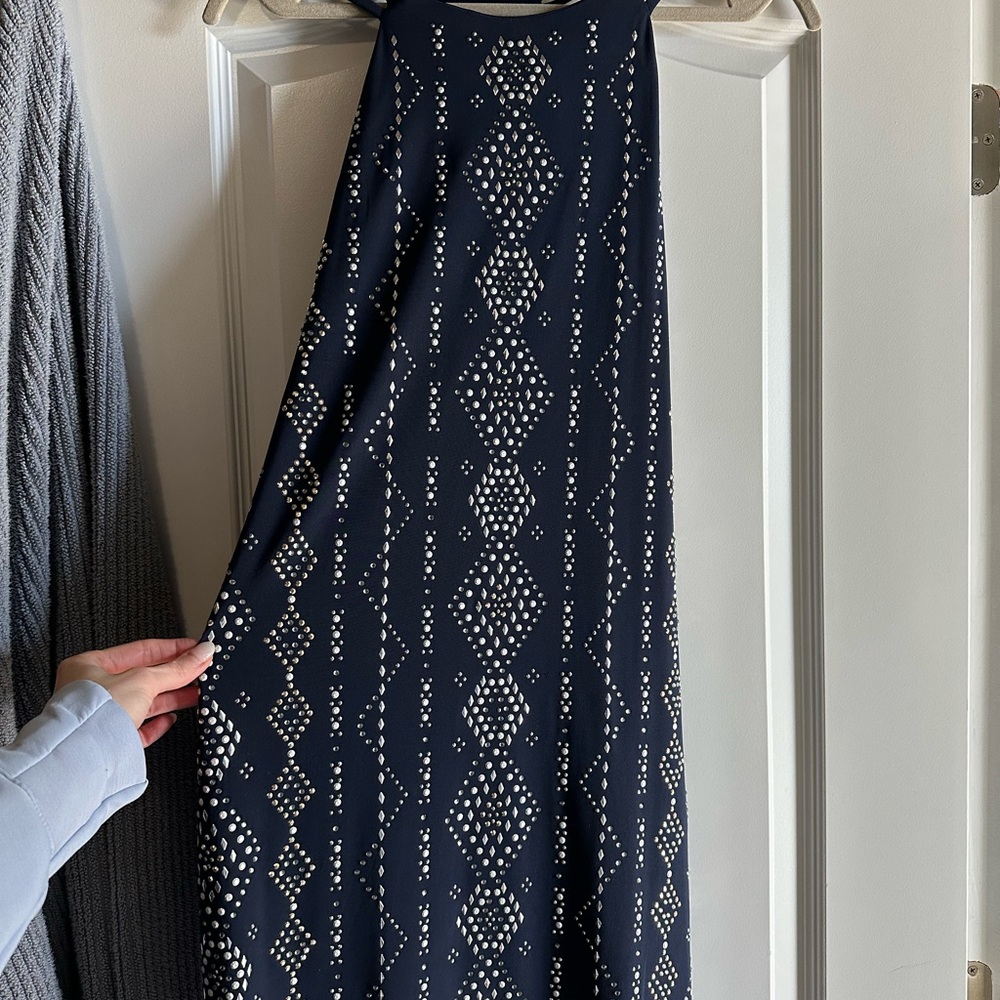 White House Black Market Navy Embellished Dress